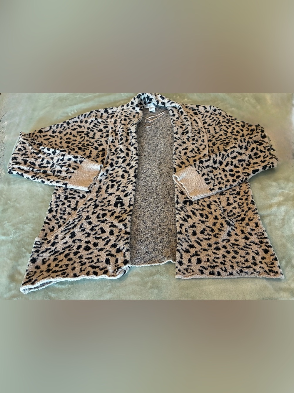 Women’s Rachel Zoe Leopard Print Open Cardigan Jacket - Beige/Black Size XL